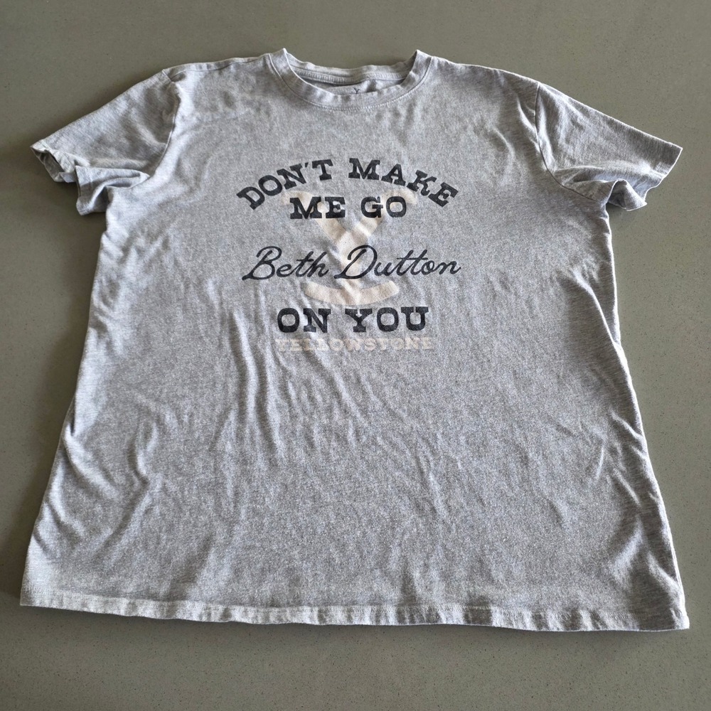 Yellowstone Beth Dutton Graphic Tee Heather Gray Short Sleeve T-Shirt Mens XL
